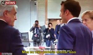 Macron, Merkel e Piñera são flagrados repudiando falas de Bolsonaro
